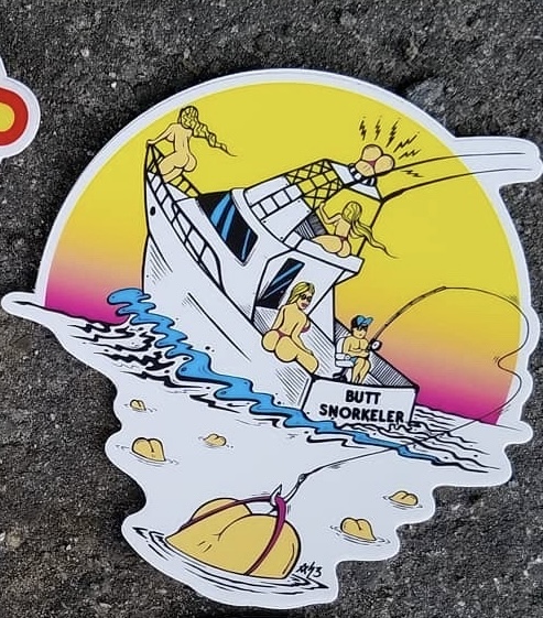 Butt Snorkeler boat sticker design