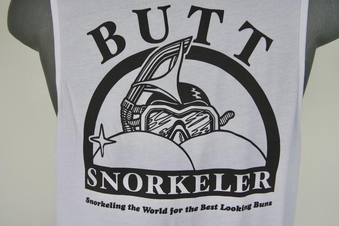Butt Snorkeler White Tank Top: Booty Positive Apparel
