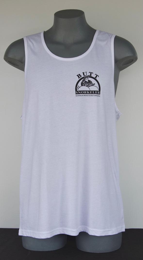 Butt Snorkeler White Tank Top: Booty Positive Apparel view 3