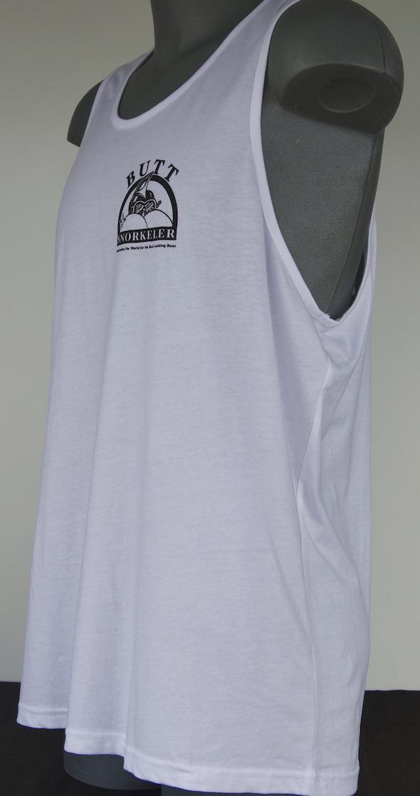 Butt Snorkeler White Tank Top: Booty Positive Apparel view 4