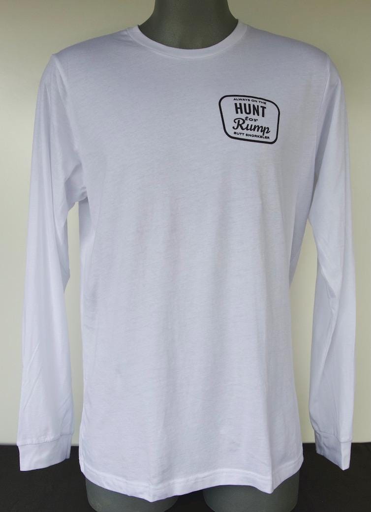 Hunt For Rump (White) Long Sleeve Tee - By Buttsnorkeler. view 3