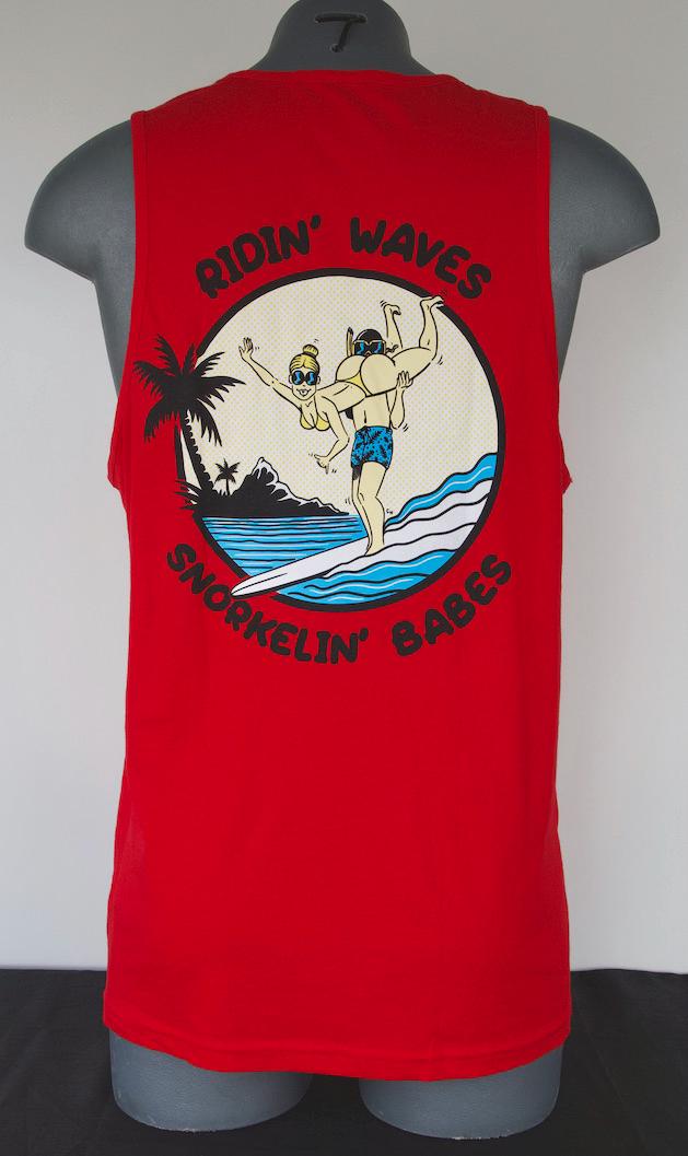Ridin Waves Snorkelin Babes Tank (Red) - By Buttsnorkeler.